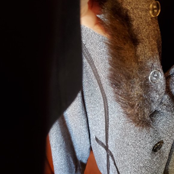 Nine West Tweed Ribbed Jacket w Detachable Collar 16 - Picture 3 of 8